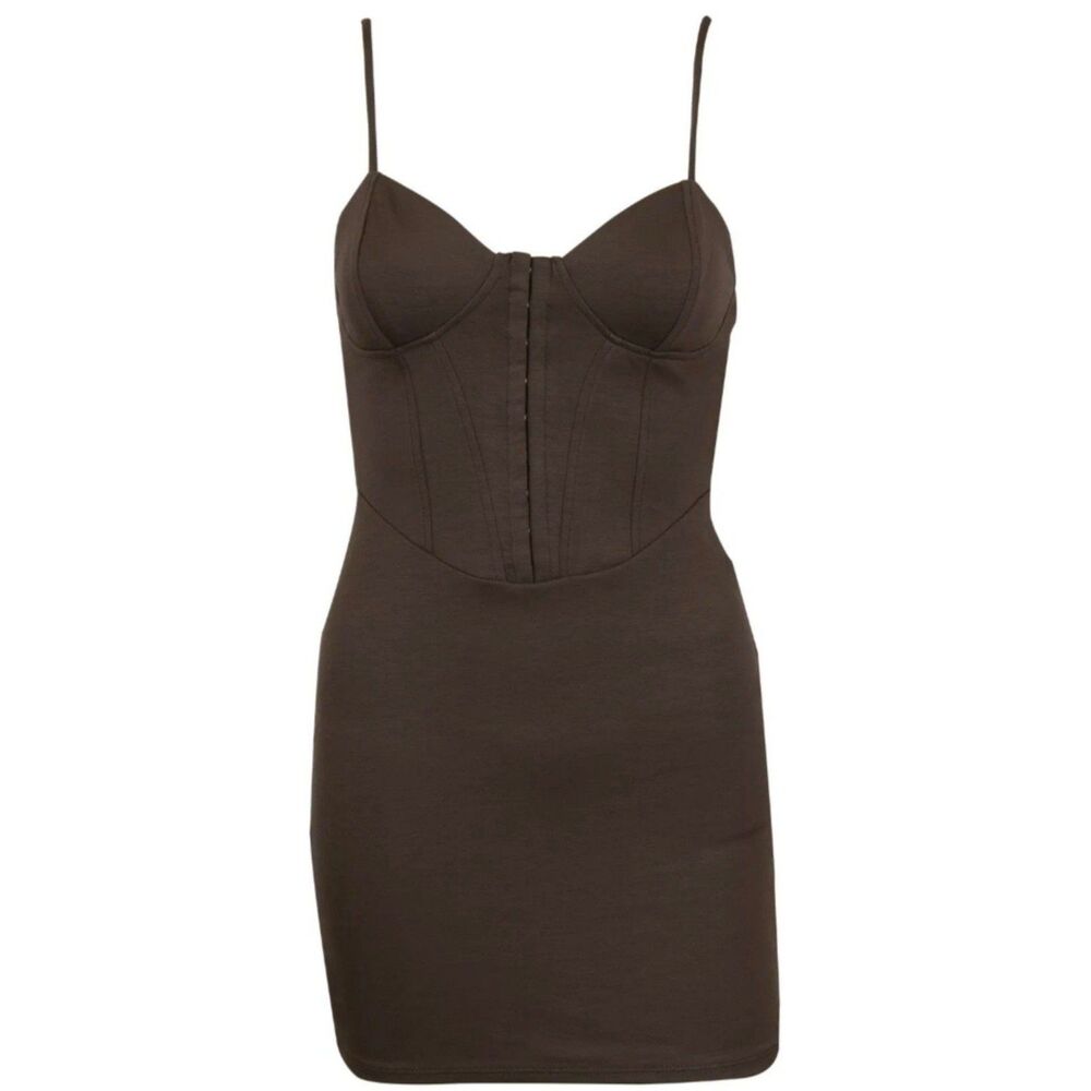 Women's Wild Fable Corset Mini Bodycon Dress Dark Brown Large